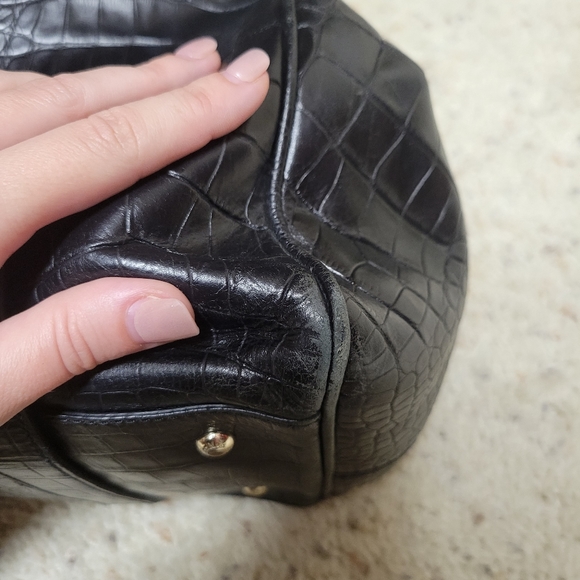Black Vintage MaxMara crocodile style handbag - Picture 10 of 11